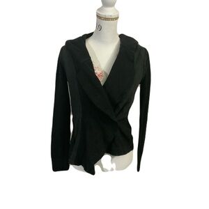 Free People Black Hooded Draped Cardigan
